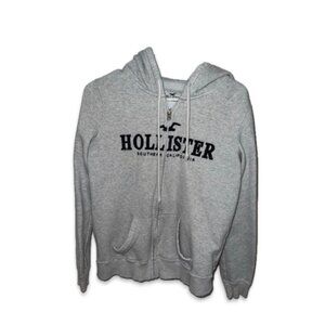 White Hollister Hoodie Jacket - Cozy & Stylish!